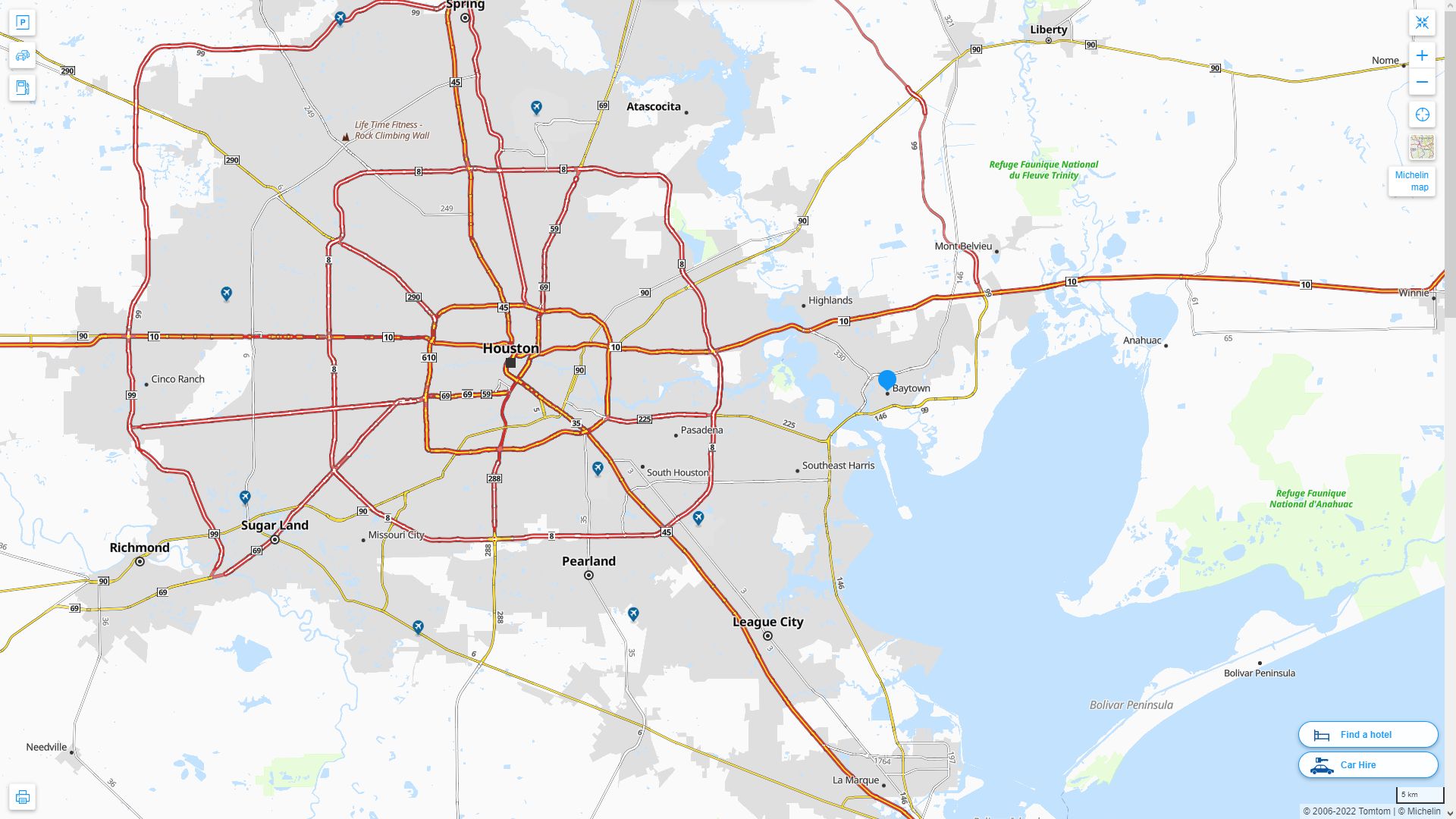 Baytown Texas Highway and Road Map